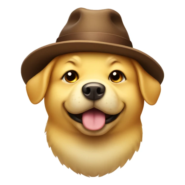 Cute yellow fat dog with brown hat sticker