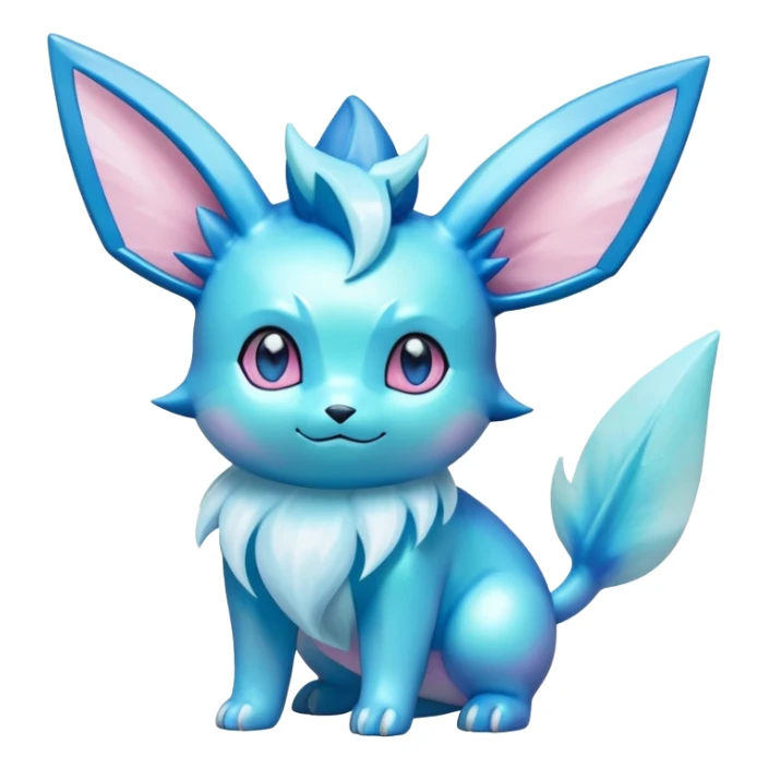 Shiny colorful Glaceon-Vaporeon-Clefairy-Pokémon-hybrid-creature sticker