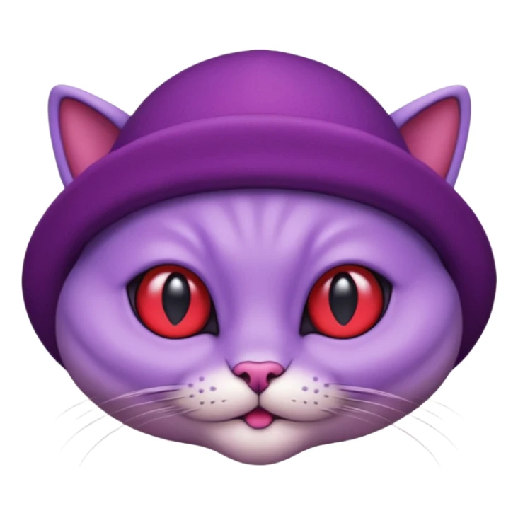 purple alien cat with no fur and red hat sticker