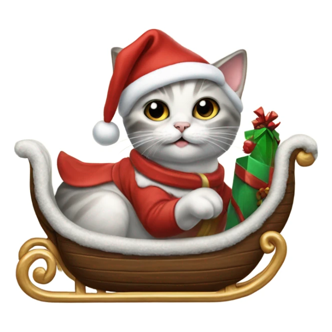 Oyster colored kitten pulling Santas sleigh sticker
