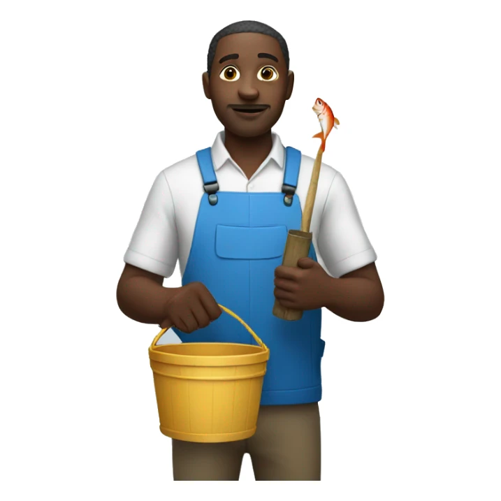 African man with a bucket of fish in his hands sticker