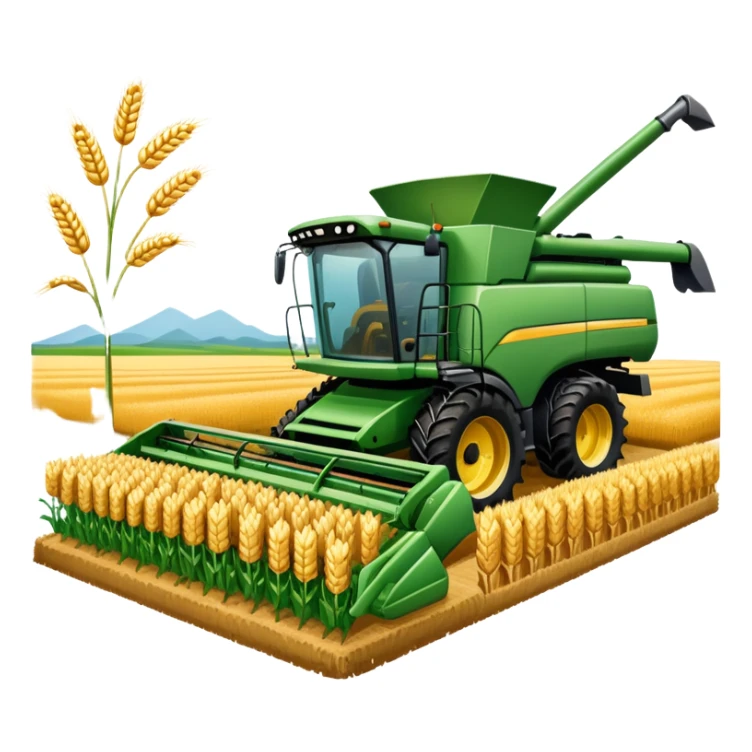 An icon featuring a wheat field, a combine harvester, fertilizer formulas, and plant cells, symbolizing agronomy. The design includes farming tools and crops, representing agricultural science, crop production, and plant biology. Transparent background highlights sustainable farming and growth. sticker