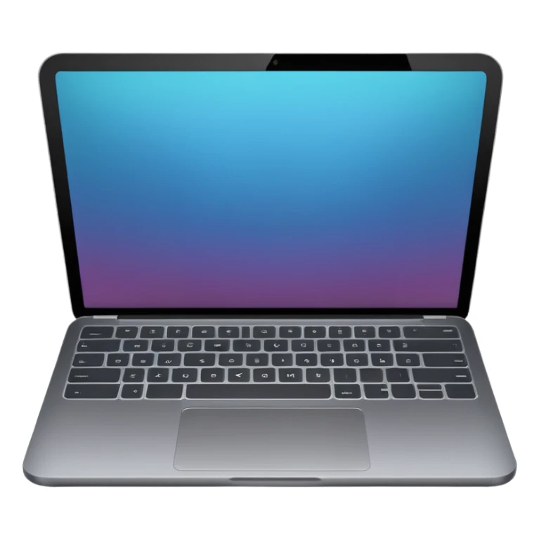 iOS-style emoji of a modern laptop. Smooth gradients, rounded shape, metallic look. Simple, clean, no background, balanced proportions. sticker