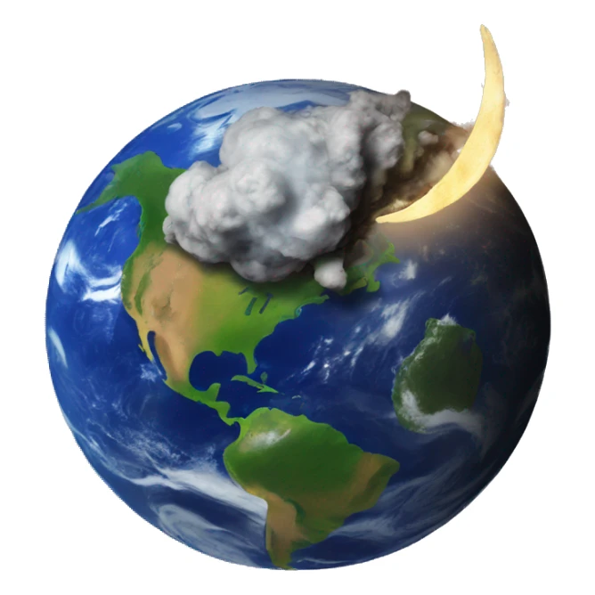 earth and moon crashing  sticker