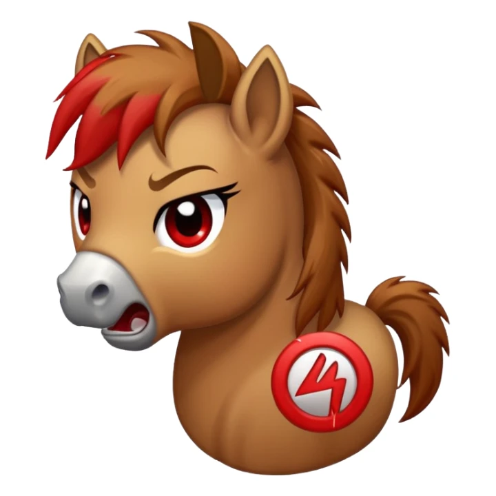 Angry Pony with the Anger Symbol emoji over it sticker