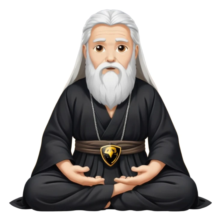 Wise spiritual guru with long beard wearing Lamborghini logo, meditation pose sticker