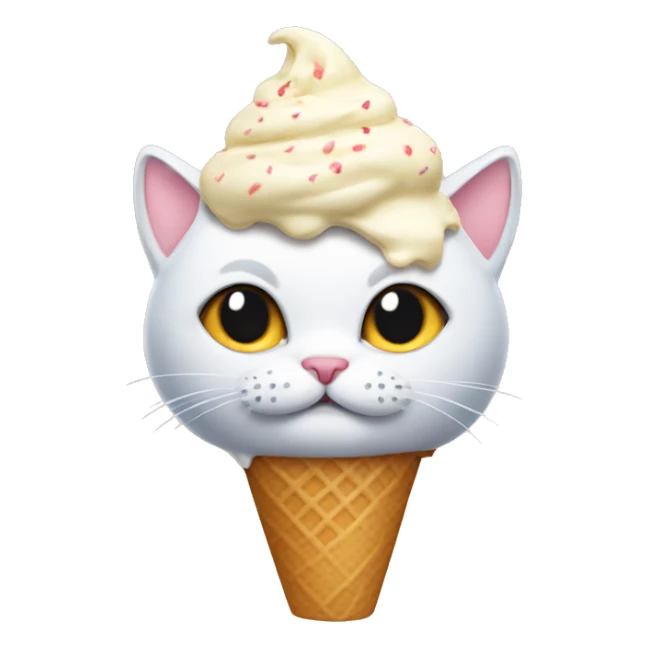Cat with ice cream on top of his head sticker