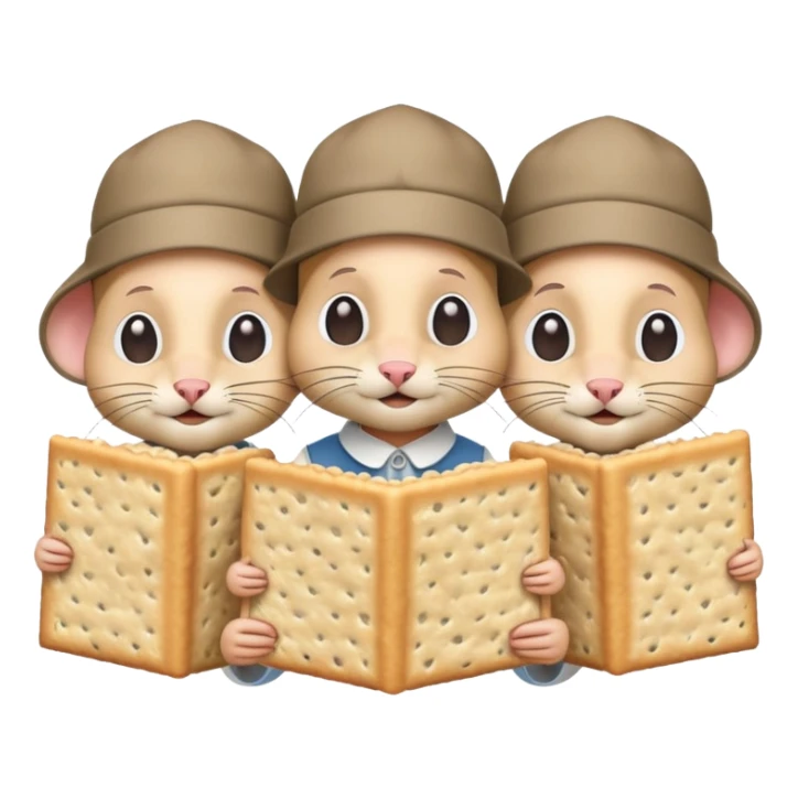 three blind mice covering their faces with matzo and wearing kippas sticker