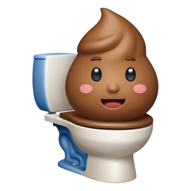 An alive poop emoji sitting on the toilet  sticker
