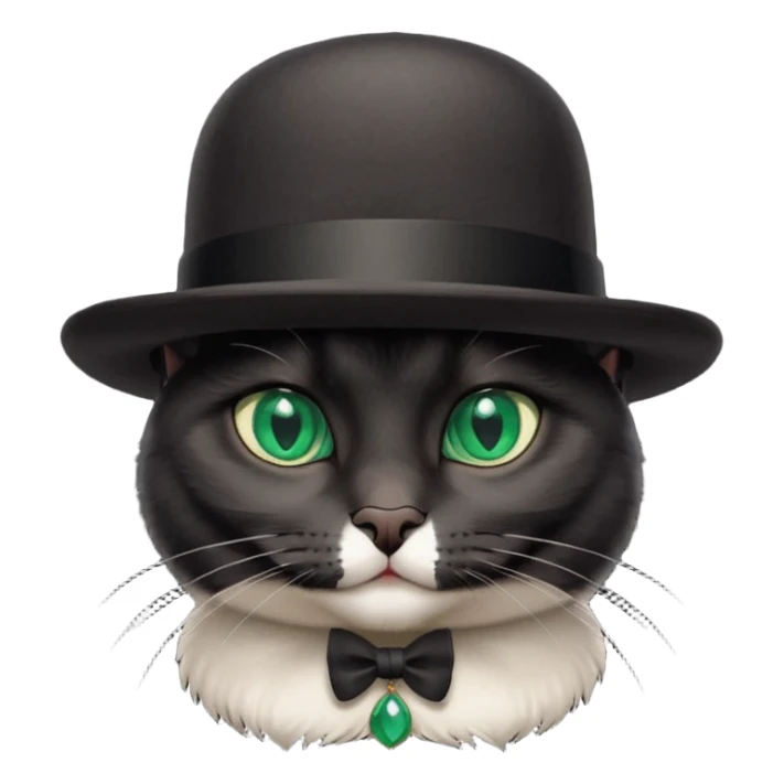 animal : chat noir avec chapeau melon sticker