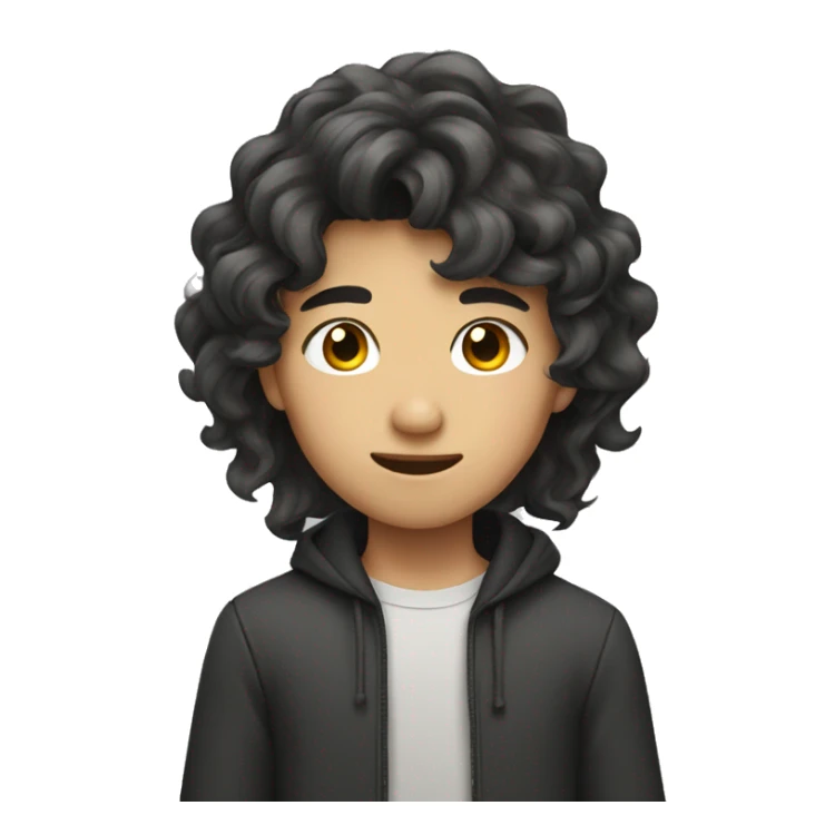 Asian teen boy with long wavy hair sticker