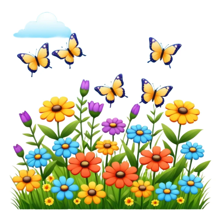 meadow with butterflies and flowers, no mountains sticker