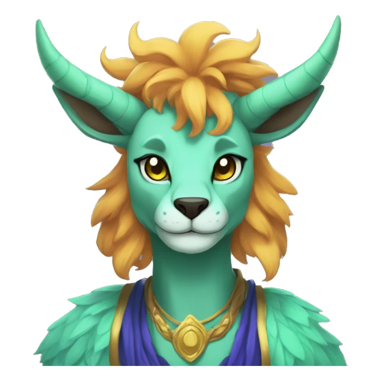 colorful anthro horned Royal vernid fursona Fakemon sticker