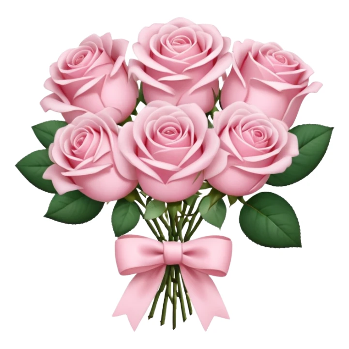 A bouquet of light pink roses tied with a delicate bow. sticker