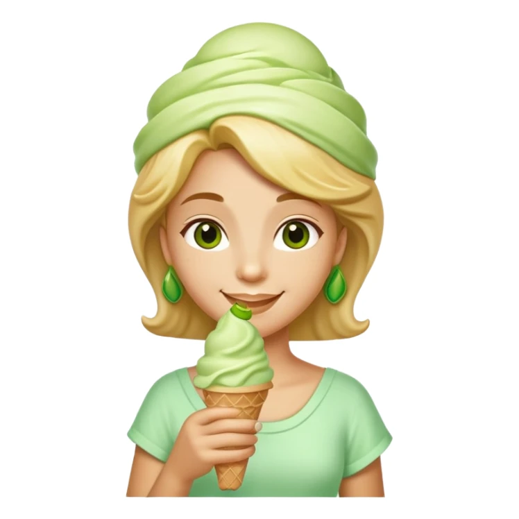smiling Athena with green pistachio ice cream cone sticker