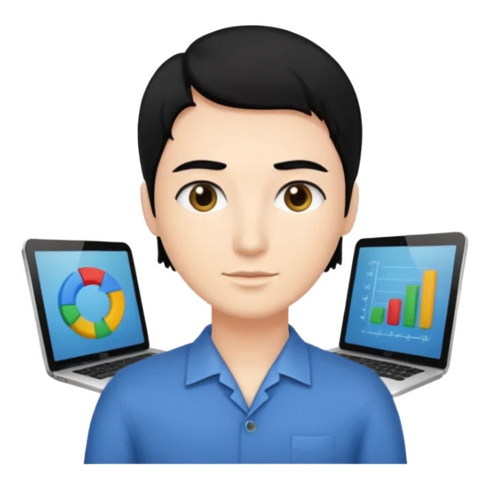 👨🏻‍💻 i need an image like this for a data analays with black hair sticker