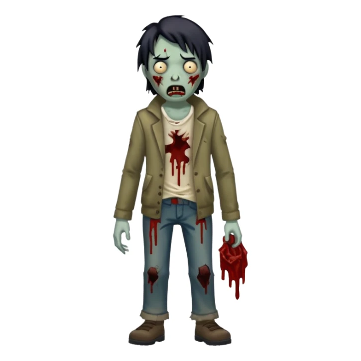 Walking zombie, tattered clothes, scary expression, realistic horror, no background





 sticker