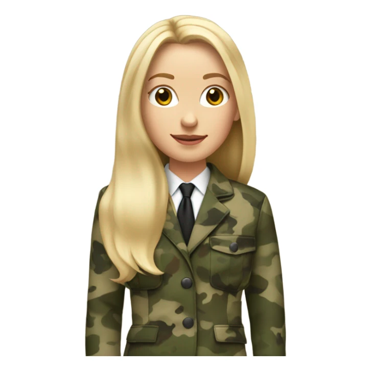 White girl with Long blonde hair, camouflage Wool oversize blazer sticker
