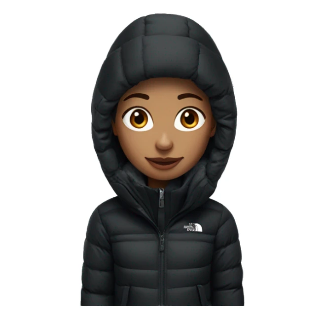 White burgundy haired Girl wearing black northface parka sticker