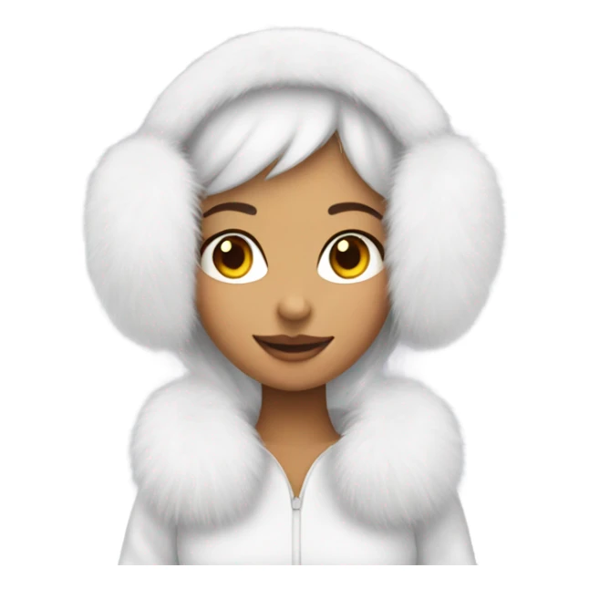 Girl in white big fluffy fur ear muffs sticker