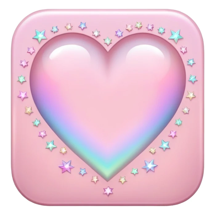 Iridescent pastel pink romantic formal elegant sophisticated cultured neat pretty beautiful nifty app icon with tiny heart shape and tiny sparkle stars shape sticker