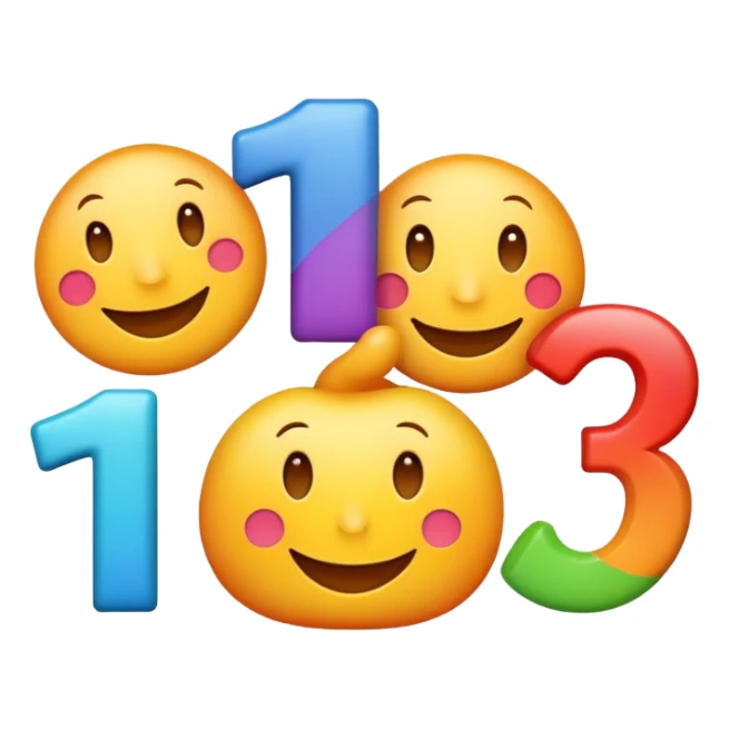 colorful numbers 1 2 3 with a smiling face, fun and inviting sticker
