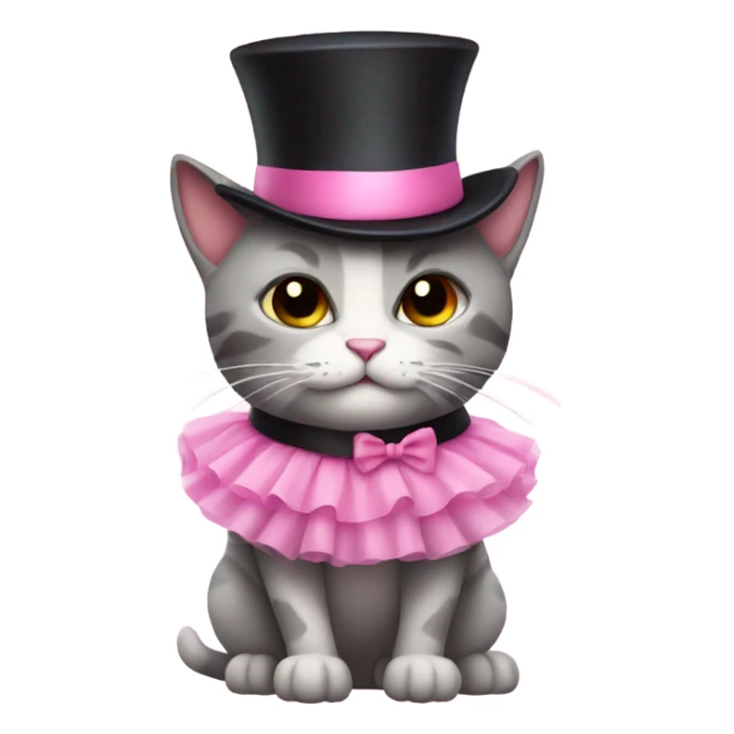 Cat in pink tutu and top hat sticker