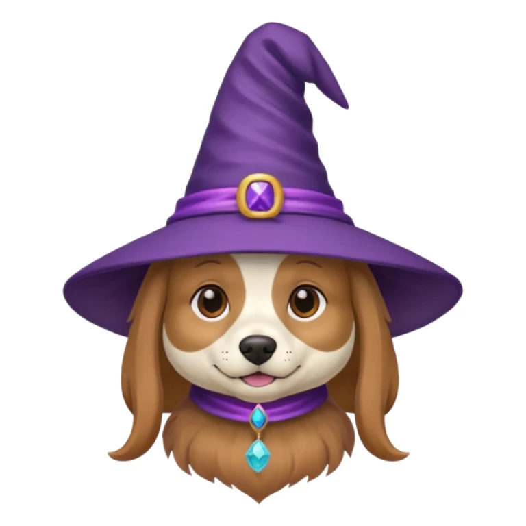 dog wear purple wicth hat sticker