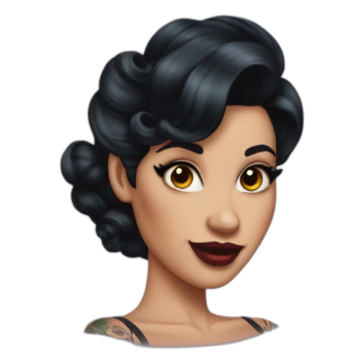 Pinup dark hair and tattoos sticker