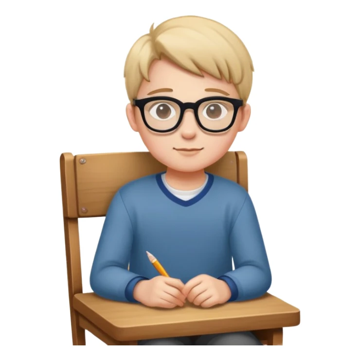 student sitting down on a  wooden chair sticker