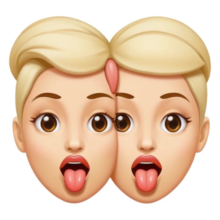 woman with two heads sticking out their tongues sticker