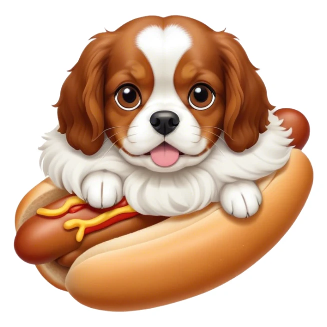 Cavalier King Charles in a hot dog bun sticker