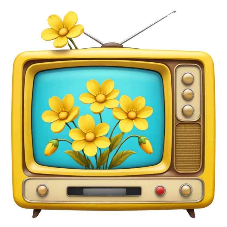 Yellow flowers on a vintage tv  sticker
