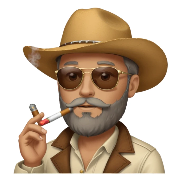 White cowboy with beard and sunglasses smoking a stogie sticker
