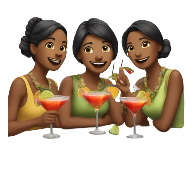 3 kaukasian women drinking cocktails, sticker