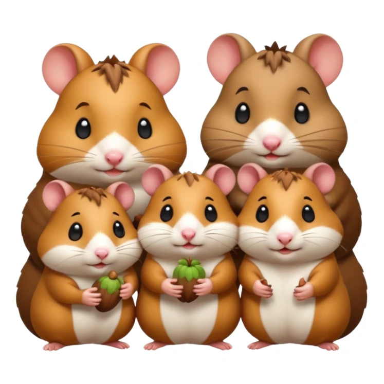 cartoon-style hamster sharing acorns with other cartoon-style hamsters sticker