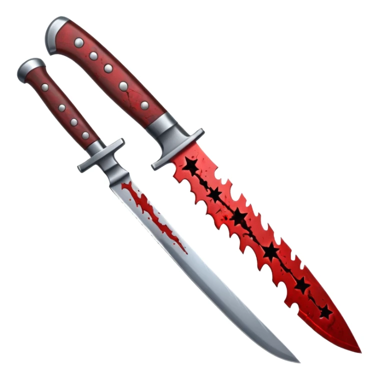 the knife is covered in blood and has stars on it sticker