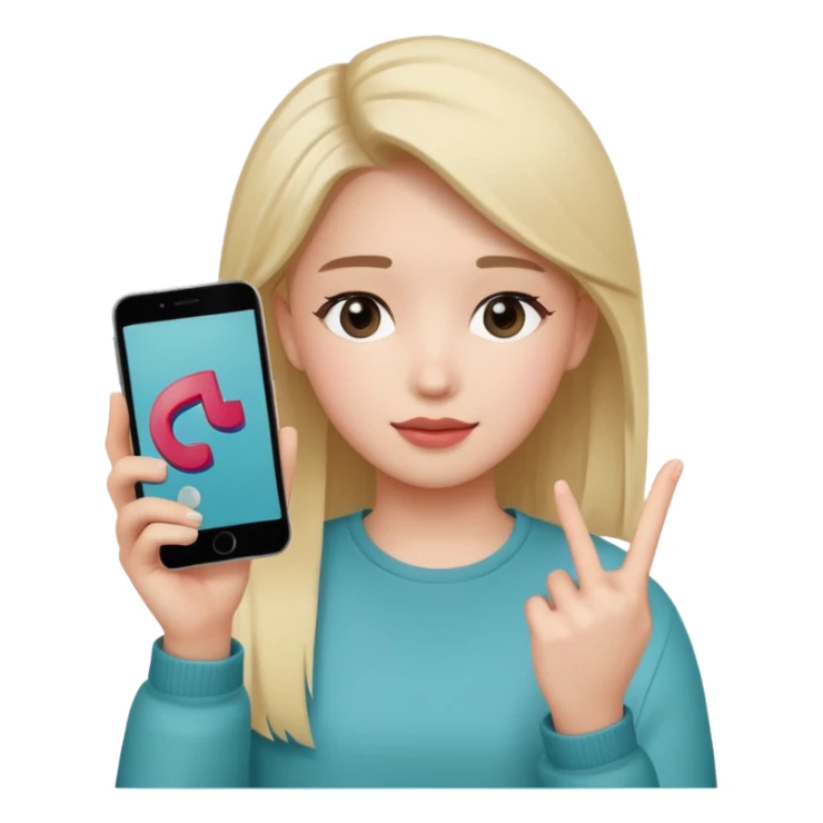 a neutral face with a phone in the hand and TikTok logo on the screen sticker
