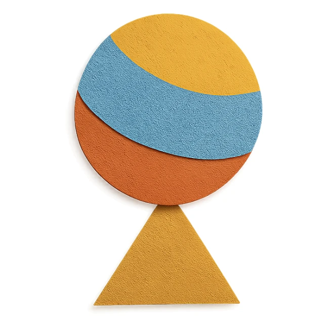 ball balancing on a surface in paper craft style sticker