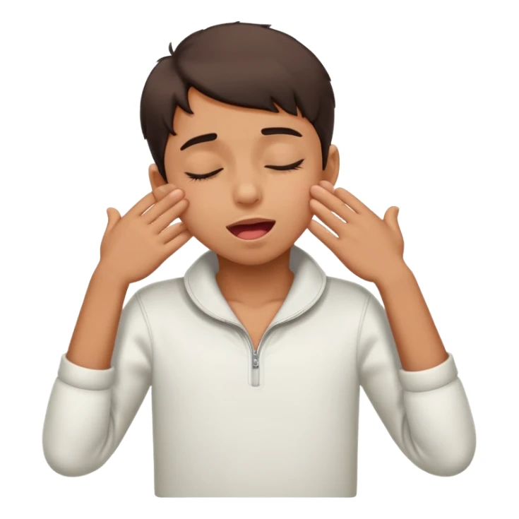 boy closing eyes with tongue out and hands around neck  sticker