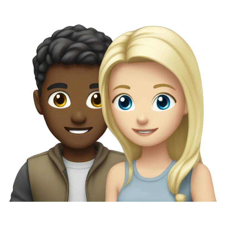 brunette boy and blonde girl with blue eyes outdoors together sticker