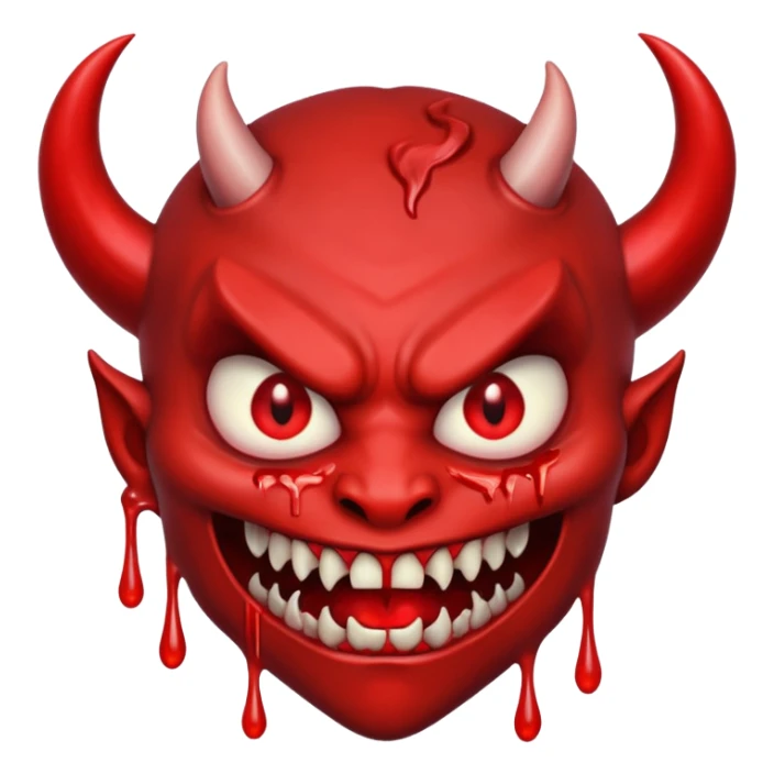 A evil looking devel dripping blood with fangs   sticker