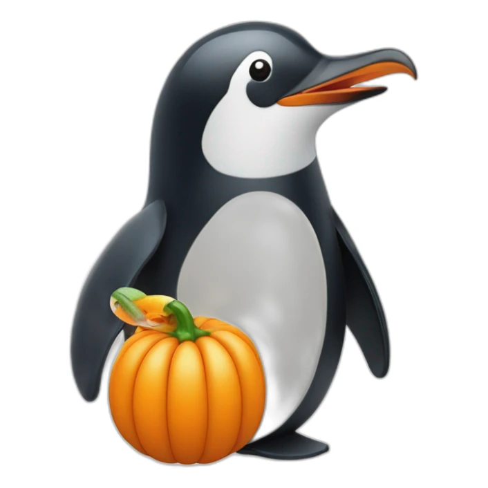 Pingouin avec une citrouille avec un œuf avec un poisson avec un œuf sticker