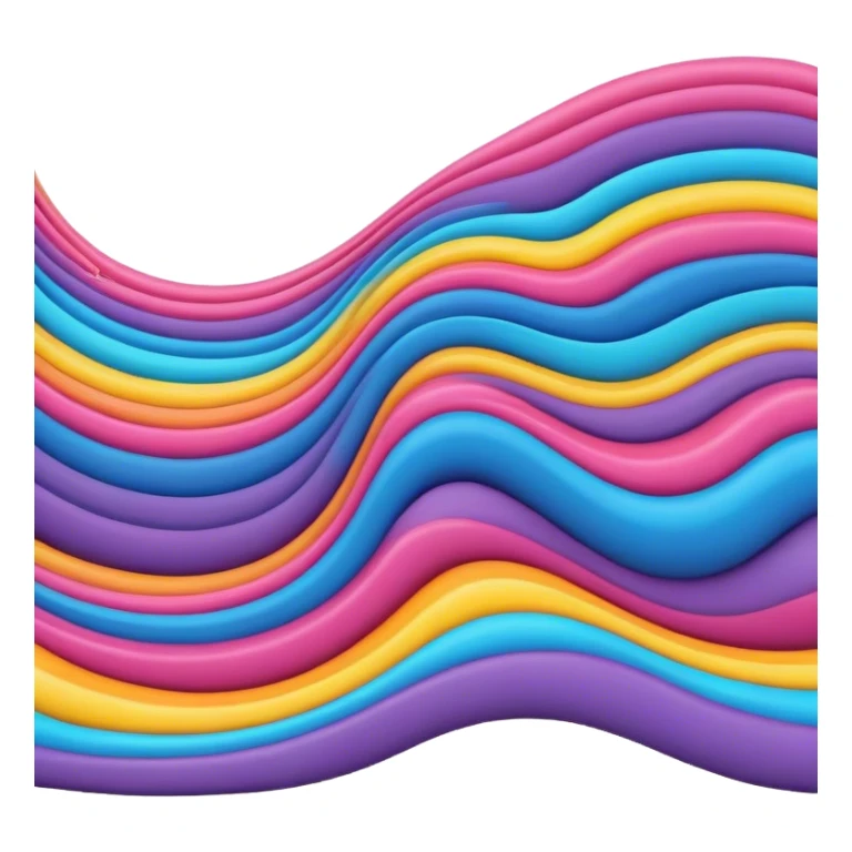 3D, psychedelic colored hippie style wavy line. Single line only sticker