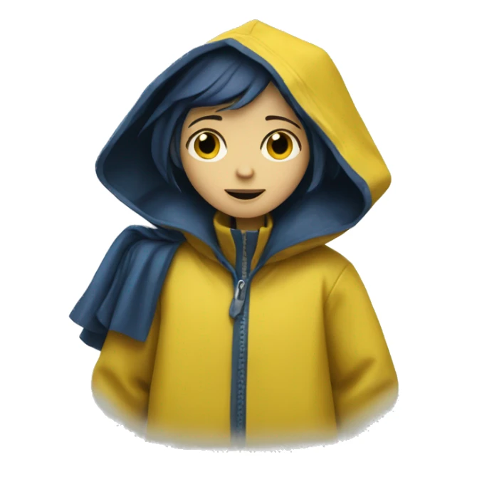 Coraline in yellow raincoat  sticker