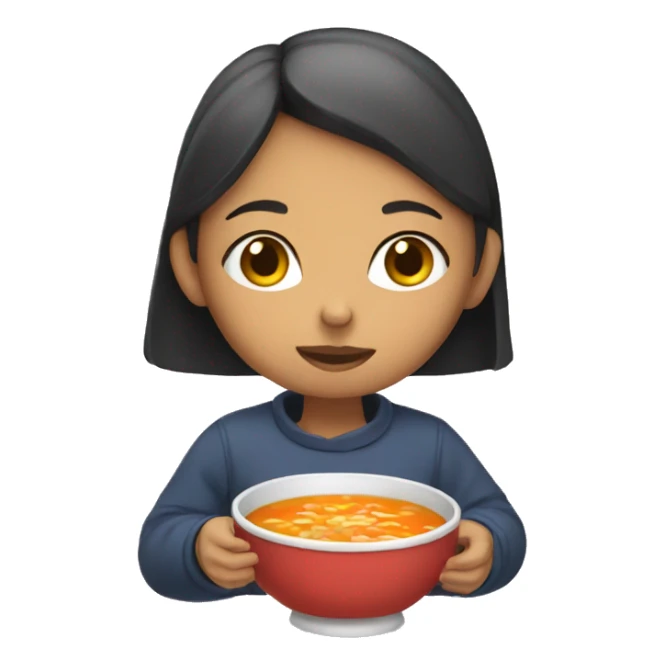 Girl eating soup sticker