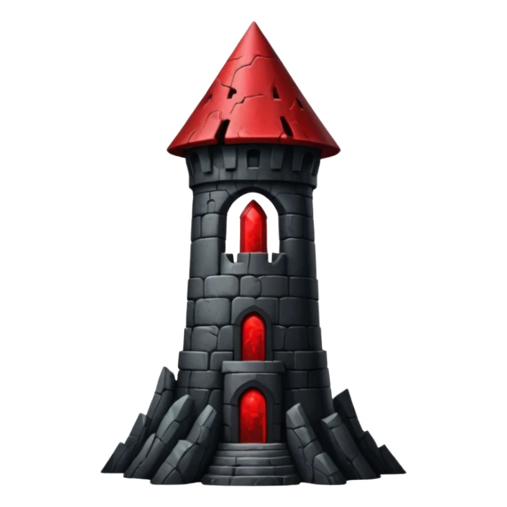iOS sticker, dark fantasy tower, monochrome red, minimal sticker