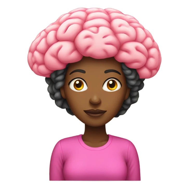 black woman with a huge pink brain. yellow shirt sticker