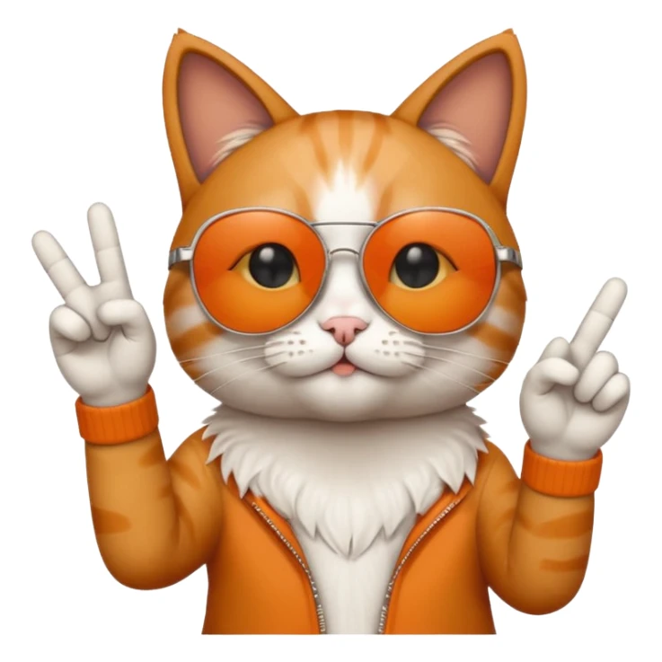 a cat wearing sunglasses a saying peace out on his head there would be written peace out and he will do the pose for peace out sticker