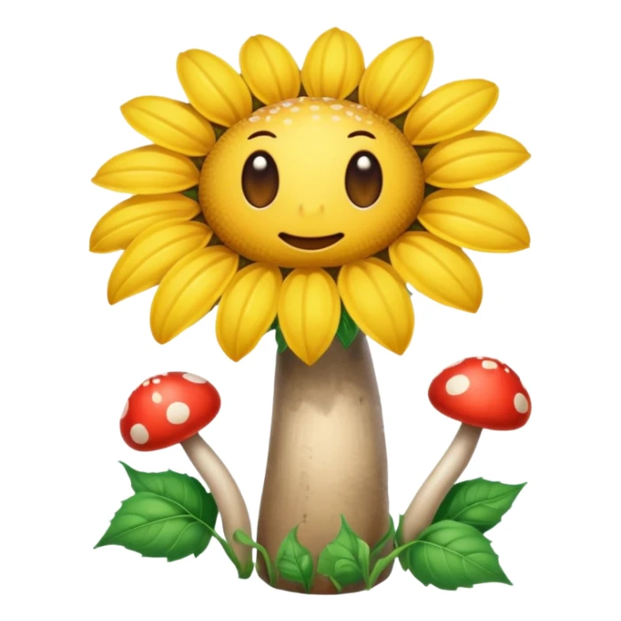 Mushroom and sunflower sticker